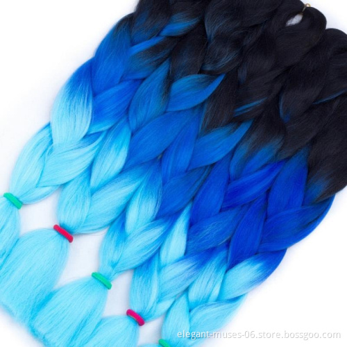 Synthetic ombre color fiber hot water jumbo box Pre stretched braiding Yaki hair braiding extension